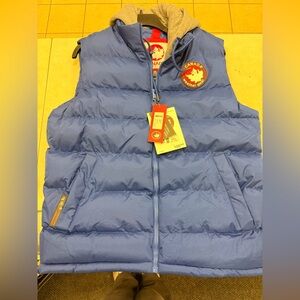 Canada Weathergear Blue Quilted Puffer Vest with Grey Hood Lining